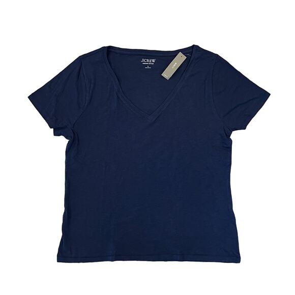 NWT J. Crew Navy Vintage Cotton V-Neck T-Shirt - SIZE XL - Picture 1 of 9